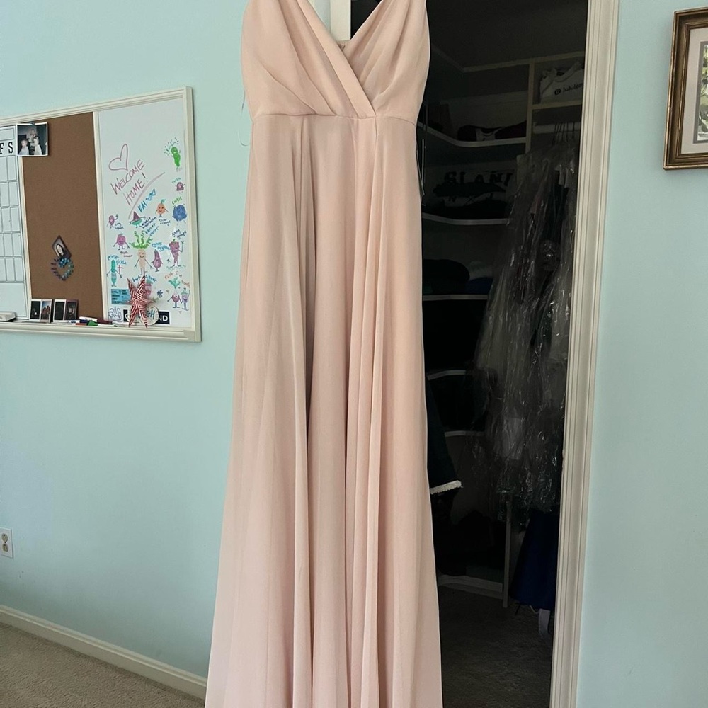 Lulu's Tan Sleeveless Plunge Maxi Dress